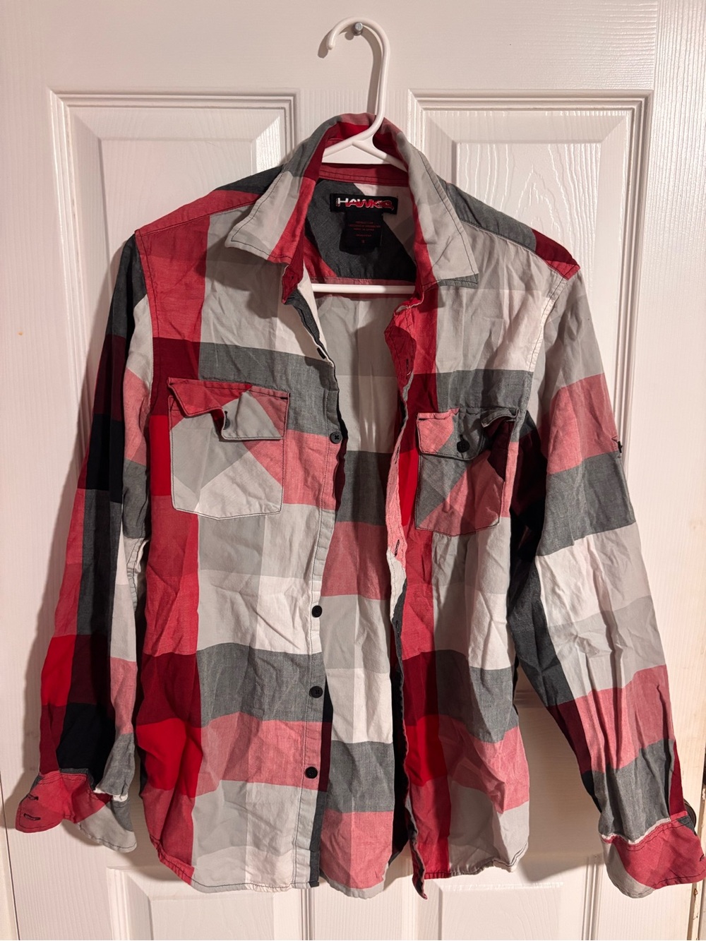Tony Hawk Red and Gray Plaid Lightweight Shirt Jacket